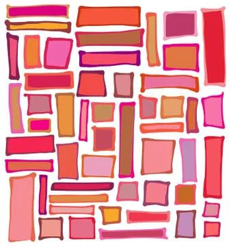 Liquid rectangle and square shapes in red pink orange over white イラスト素材