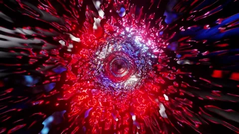 Liquid red and blue equalizer music tunnel background VJ loop 4K Stock Footage 213060667