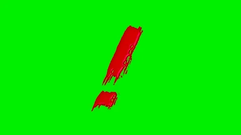 Liquid red paint brush stroke exclamation mark symbol Stock-Footage 332094047