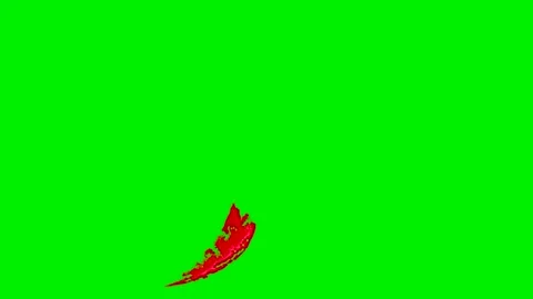 Liquid red paint brush stroke comma symbol on green screen background Stock Footage 332094048
