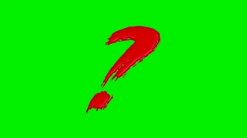 Liquid red paint brush stroke question mark symbol on green screen background Video stock 332094079
