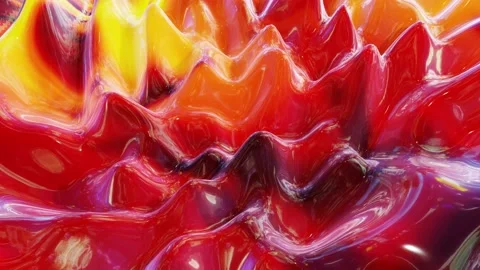 Liquid red yellow orange pattern like waves in looped motion. 3D stylish Stock Footage 136295805