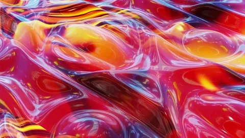 Liquid red yellow orange pattern like waves in looped motion. 3D stylish Stock Footage 136295891