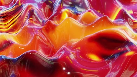 Liquid red yellow orange pattern like waves in looped motion. 3D stylish Video stock 137467086