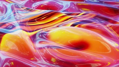 Liquid red yellow orange pattern like waves in looped motion. 3D stylish Stock Footage 137467215