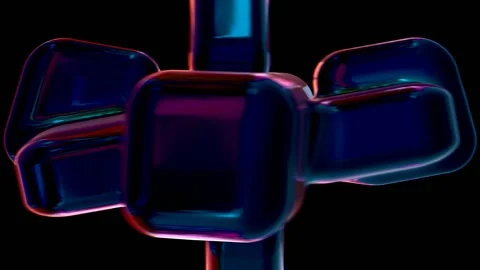 Liquid rotating cubes on black background Stock Footage 295184656