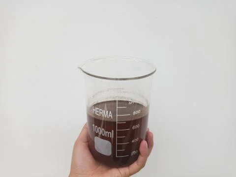 Liquid sample in laboratory glassware 스톡 사진