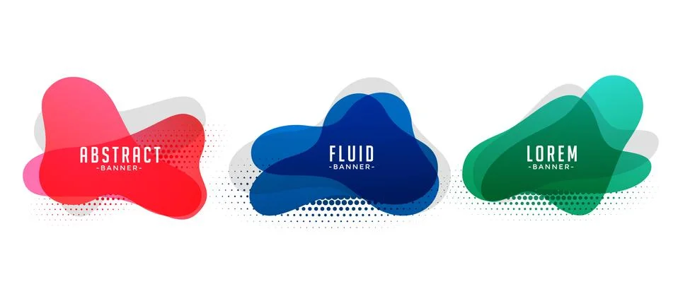 Liquid shape abstract banners with halftone pattern 스톡 일러스트