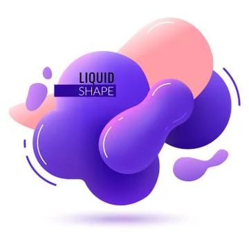 Liquid shape banner. Fluid abstract color elements paint form memphis graphic Illustrazione stock