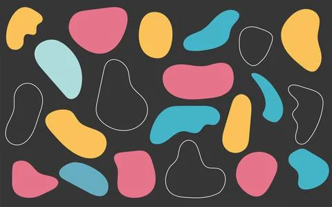 Liquid shape elements. Set of modern graphic elements. Fluid dynamical colored Stock Illustration