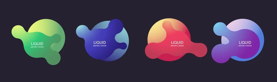 Liquid shape. Fluid abstract dynamic wavy banners. Vector futuristic logo Stock Illustration
