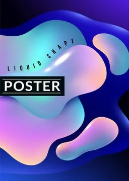 Liquid shape poster. Abstract fluid free color flux minimal elements paint form Stock Illustration