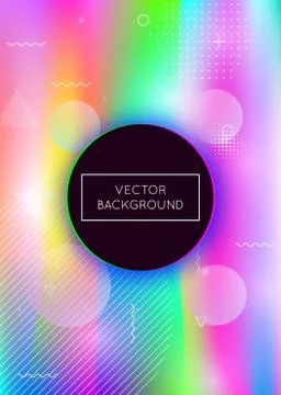 Liquid shapes background with dynamic fluid. Holographic bauhaus Stock Illustration