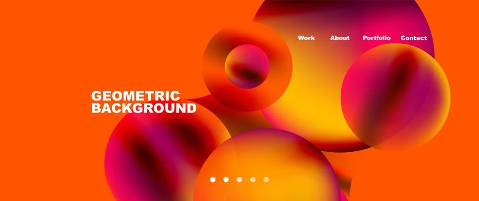 Liquid shapes with flowing gradient colors. Round elements and circles. Vector Illustrazione stock