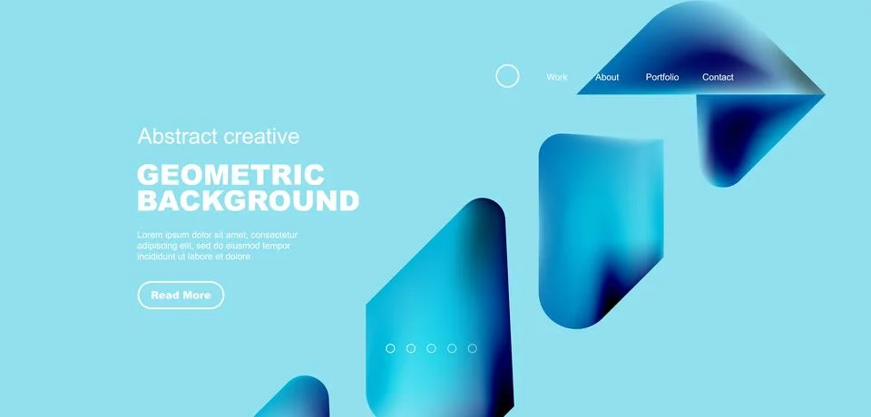 Liquid shapes with flowing gradient colors. Geometric circle round triangles Illustrazione stock