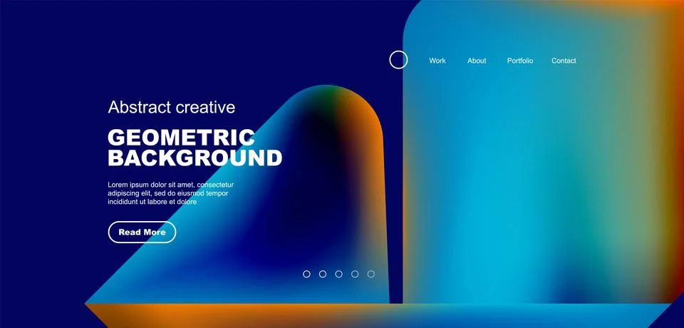 Liquid shapes with flowing gradient colors. Geometric circle round triangles Illustrazione stock