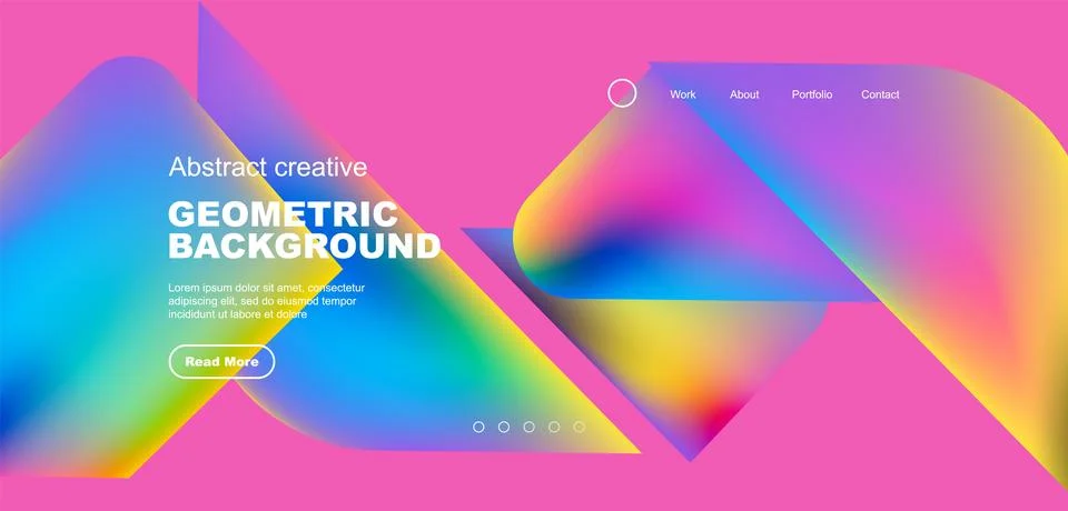 Liquid shapes with flowing gradient colors. Geometric circle round triangles Stock Illustration