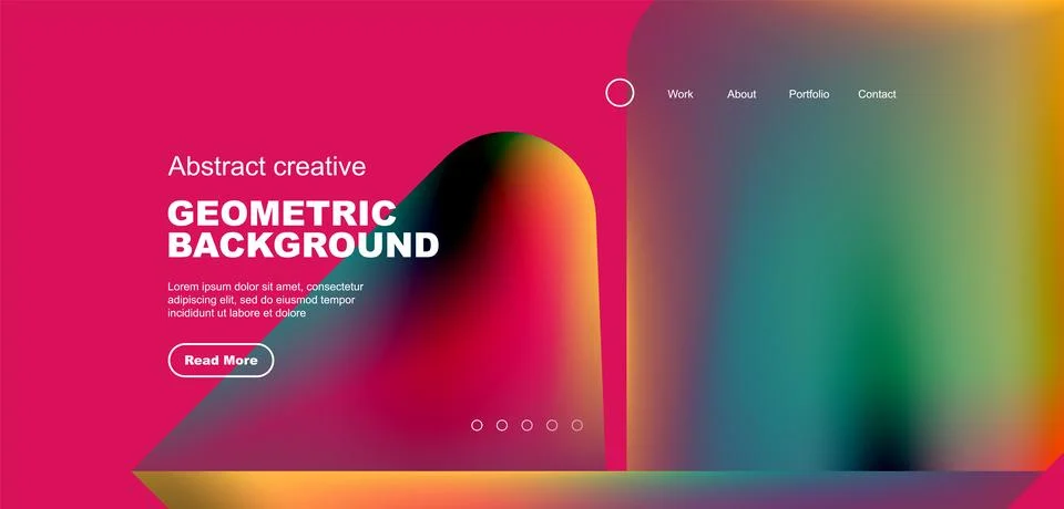 Liquid shapes with flowing gradient colors. Geometric circle round triangles Illustrazione stock