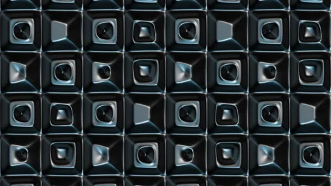 Liquid shiny square metallic elements, geometric texture Stock Footage 161341839