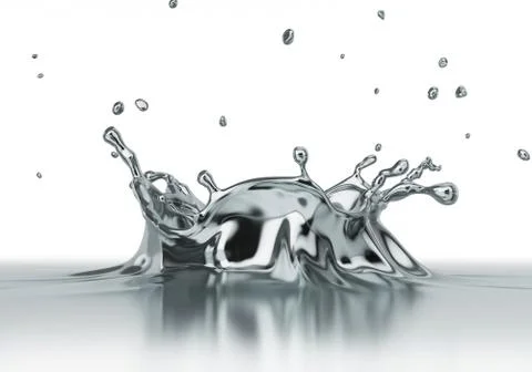 Liquid silver chrome spash close up. Stock Illustration