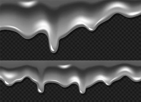 Liquid silver drips on transparent background Stock Illustration