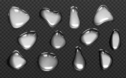 Liquid silver drops and blobs set Stock Illustration