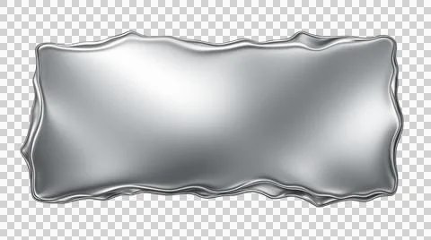 Liquid silver sheet with irregular melted edges on transparent grid backgro.. Stock Illustration