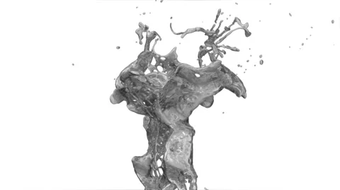 Liquid silver splash in slow motion, on white background (FULL HD) Video stock 50436947