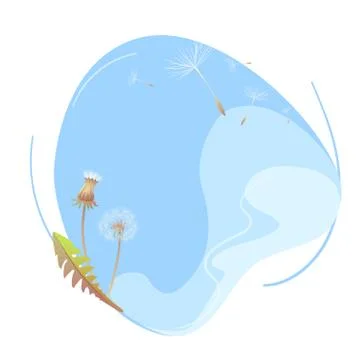 Liquid sky with dandelion concept. Copy space Season Outdoor abstract vector Stock Illustration