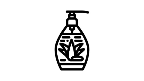 Liquid soap aloe vera label line animation Stock Footage 326748104