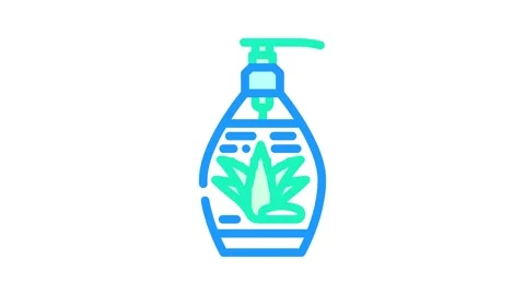 Liquid soap aloe vera label color icon animation Stock Footage 327256353