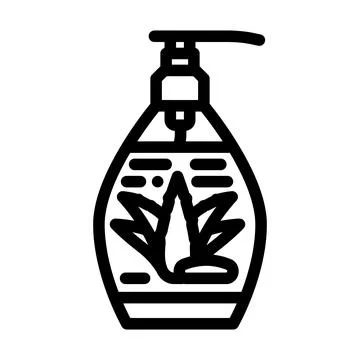 Liquid soap aloe vera label line icon vector illustration Stock Illustration