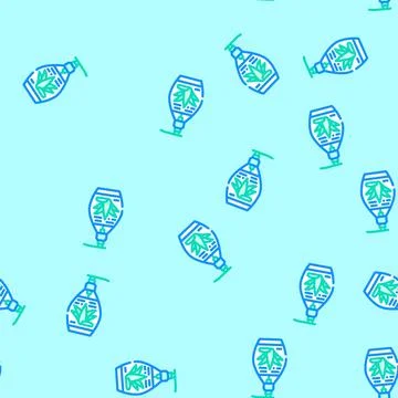 Liquid soap aloe vera label vector seamless pattern Stock Illustration