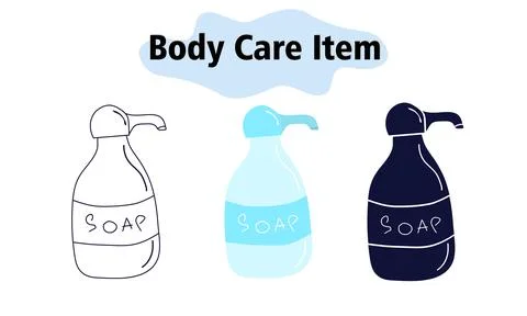 Liquid soap in a bottle with a dispenser. Cleaning hands from dirt and bacteria Stock Illustration