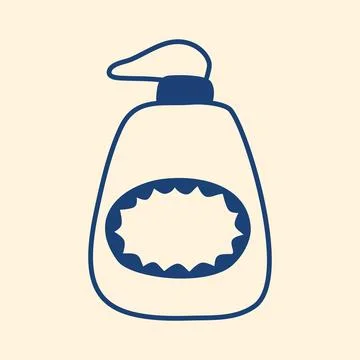 Liquid soap in bottle with dispenser, doodle style Stock Illustration