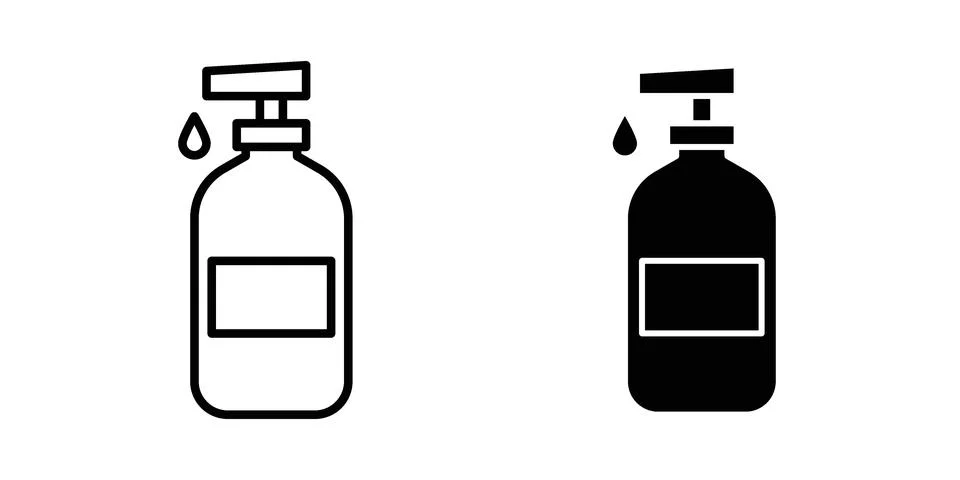Liquid soap bottle icon concept logo design collection Stock Illustration