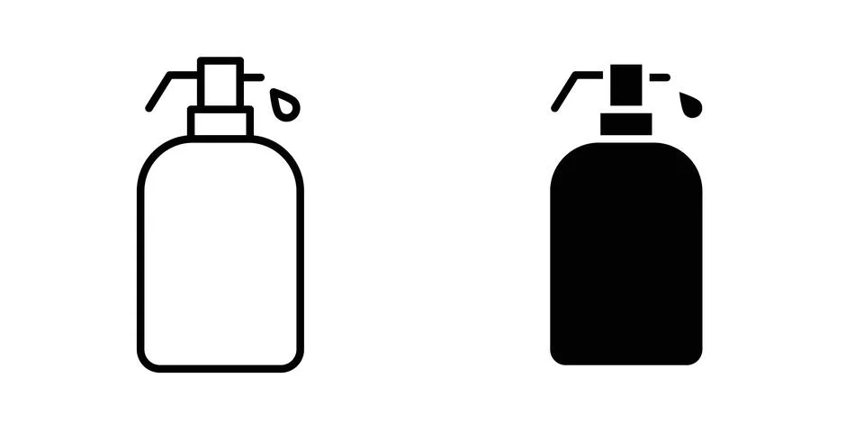 Liquid soap bottle icon design. Illustration icons in linear and clipart pack Stock Illustration