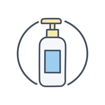 Liquid soap bottle icon. Simple line art icon of a liquid soap bottle. Grea.. Stock Illustration