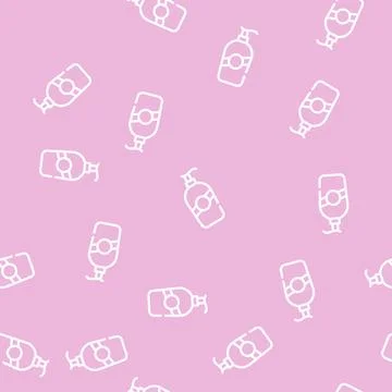 Liquid soap bottle line vector seamless pattern Stockillustratie
