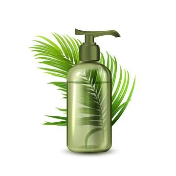 Liquid Soap Bottle With Pump And Branch Vector Stock Illustration