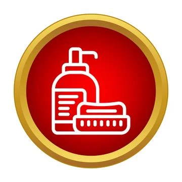 Liquid soap dispenser and brush promoting hygiene concept Stock Illustration