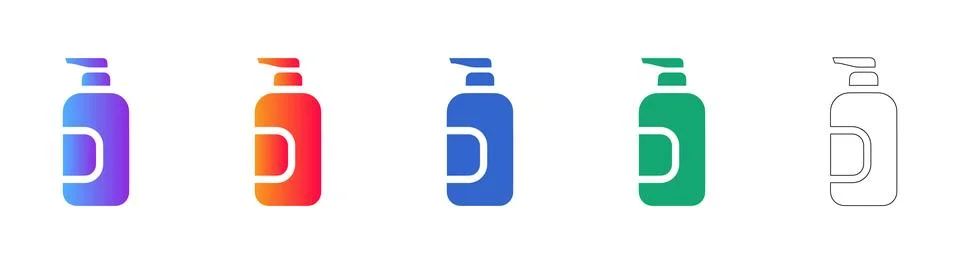 Liquid Soap Dispenser Bottle Icons in Gradients and Outline Stock Illustration