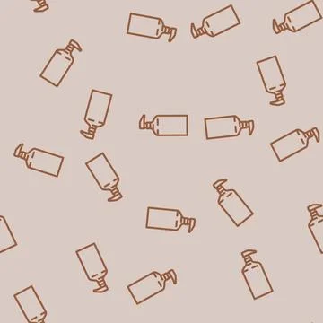 Liquid soap dispenser pump line vector seamless pattern 스톡 일러스트