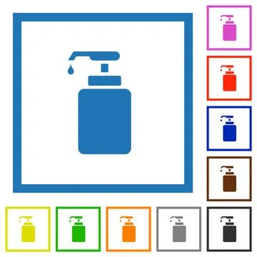 Liquid soap flat framed icons Stockillustratie