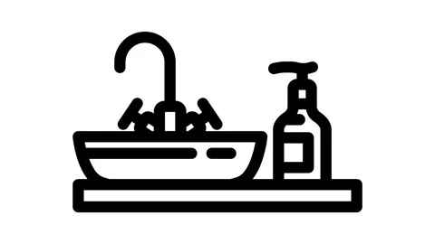 Liquid soap next sink line animation Stock Footage 326748093