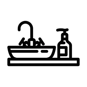 Liquid soap next sink line icon vector illustration Stock Illustration