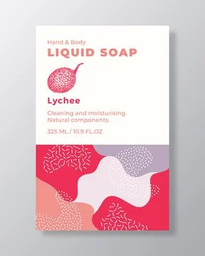 Liquid Soap Package Label Template. Abstract Shapes Camo Background Vector Cover Stock Illustration