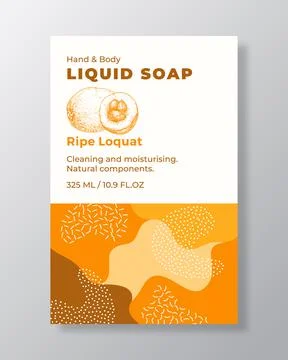 Liquid Soap Package Label Template. Abstract Shapes Camo Background Vector Cover Stock Illustration