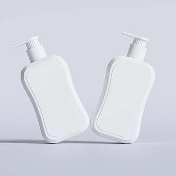 Liquid soap packaging with blank label white color isolated on gray backgrou Illustrazione stock