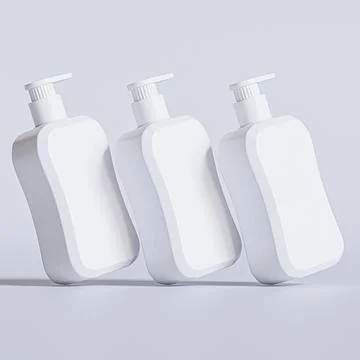 Liquid soap packaging with blank label white color isolated on gray backgrou Illustrazione stock